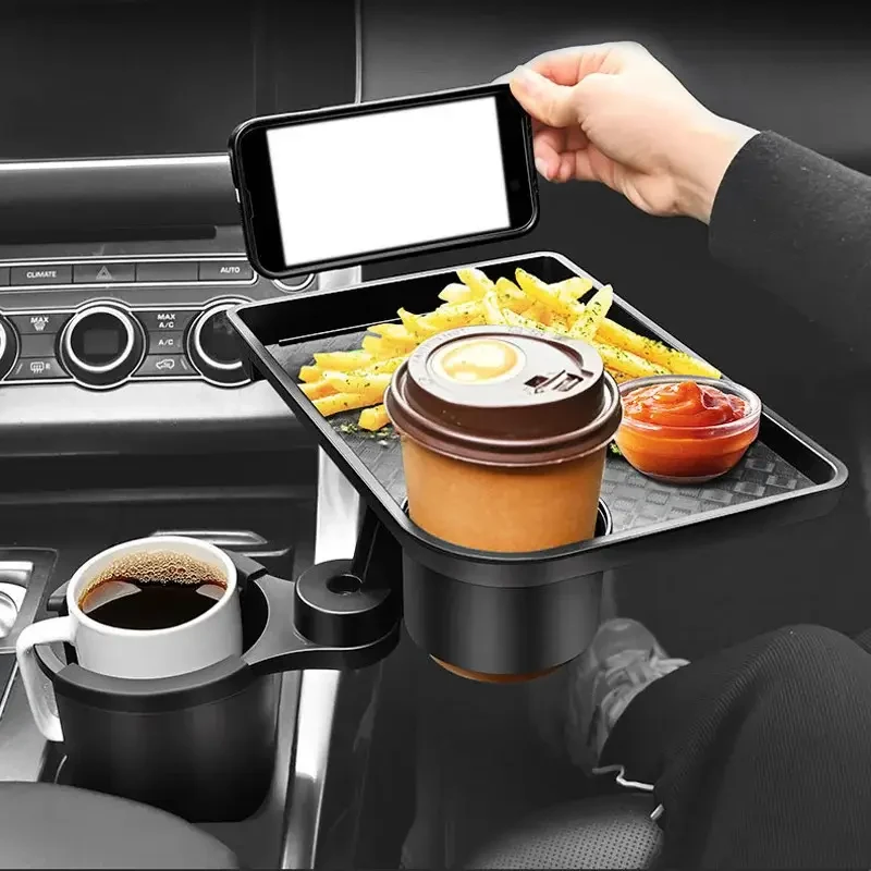 Adjustable Car Cup Holder with Multifunctional Swivel Tray