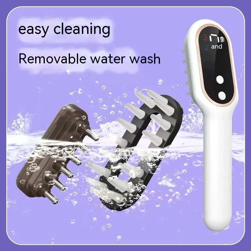 Electric Head Massager Magnetic Therapy Hair Growth Comb Blue Red Light Scalp Massage Brush Relieve Fatigue Pressure LED Display