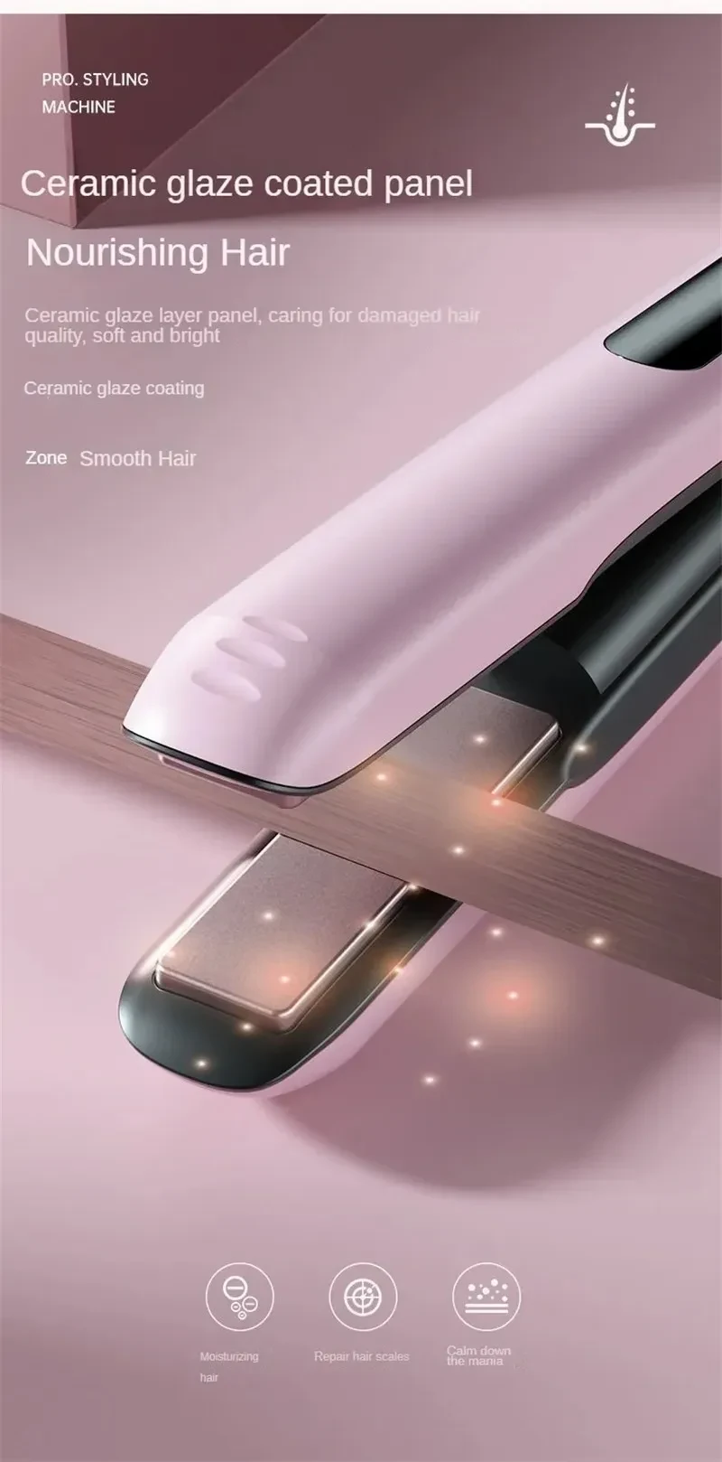 Wireless Hair Straightener Flat Iron Mini 2 IN 1 Roller USB 5000mAh Max 200 Degree Portable Cordless Curler 4 Levels Dry And Wet Uses