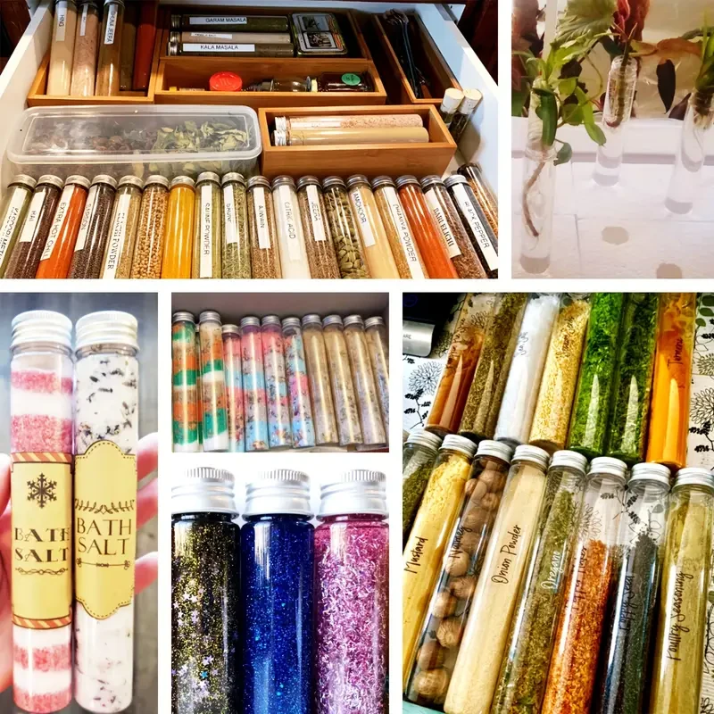 20pcs 3.8oz Clear Plastic Test Tubes with Screw Caps