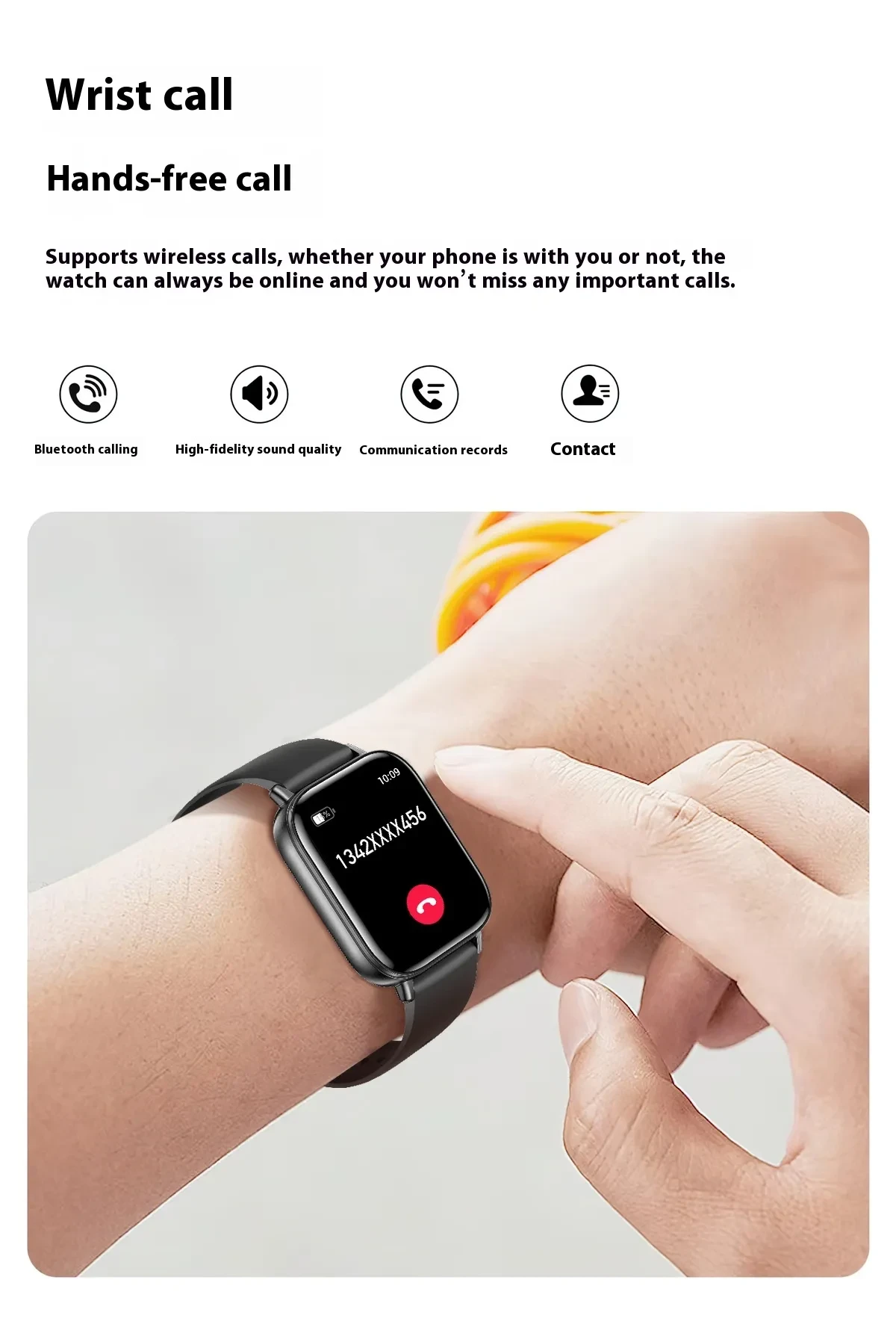 Smart Watch Mobile Pedometer Heart Rate Monitoring Bluetooth Calling 169 Touch Display Smart Bracelet