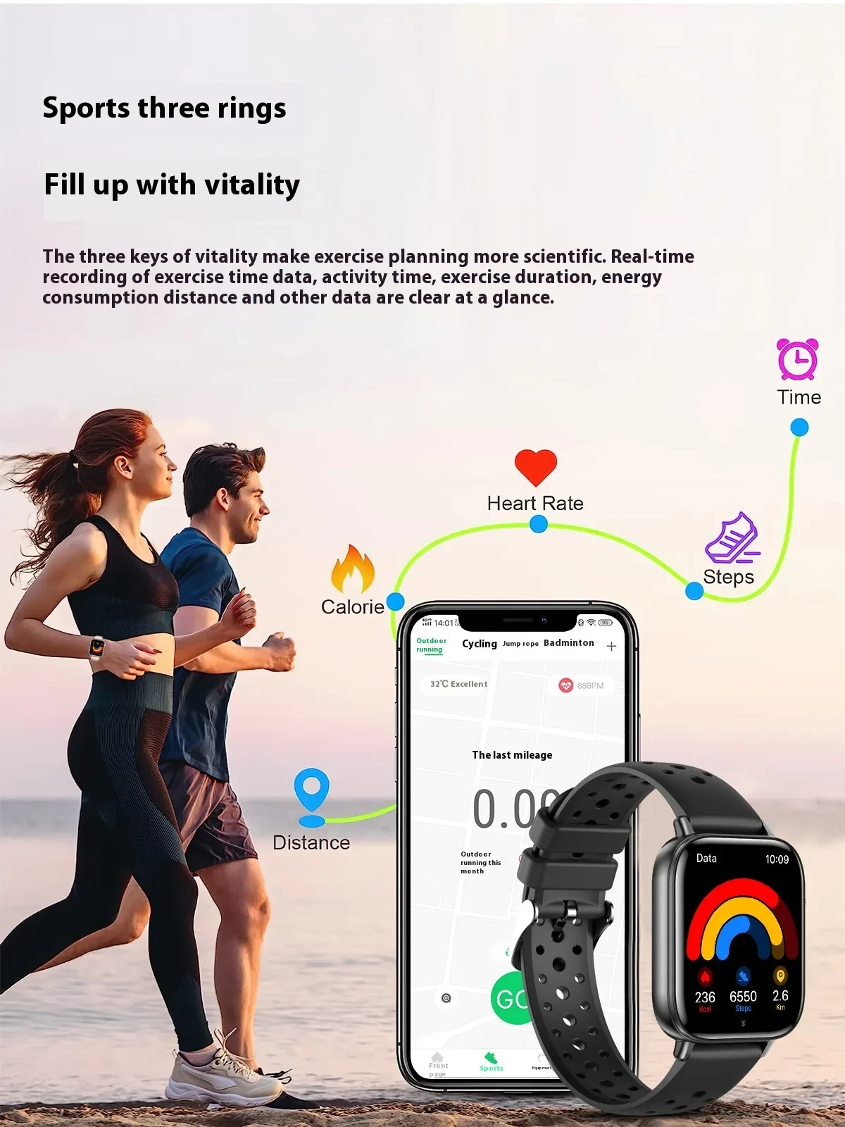 Smart Watch Mobile Pedometer Heart Rate Monitoring Bluetooth Calling 169 Touch Display Smart Bracelet