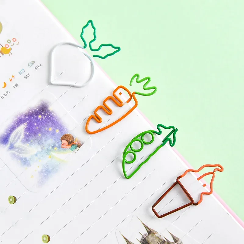 Cartoon Cute Fruit Carrot Paper Clip White Radish Note Holder Simulation White Radish Paper Clip Office Stationery