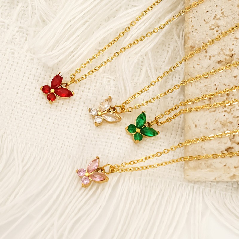 Light Luxury Diamond Peacock Green Clavicle Chain