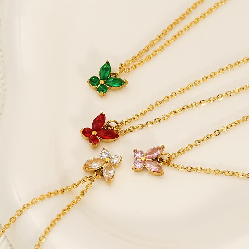 Light Luxury Diamond Peacock Green Clavicle Chain