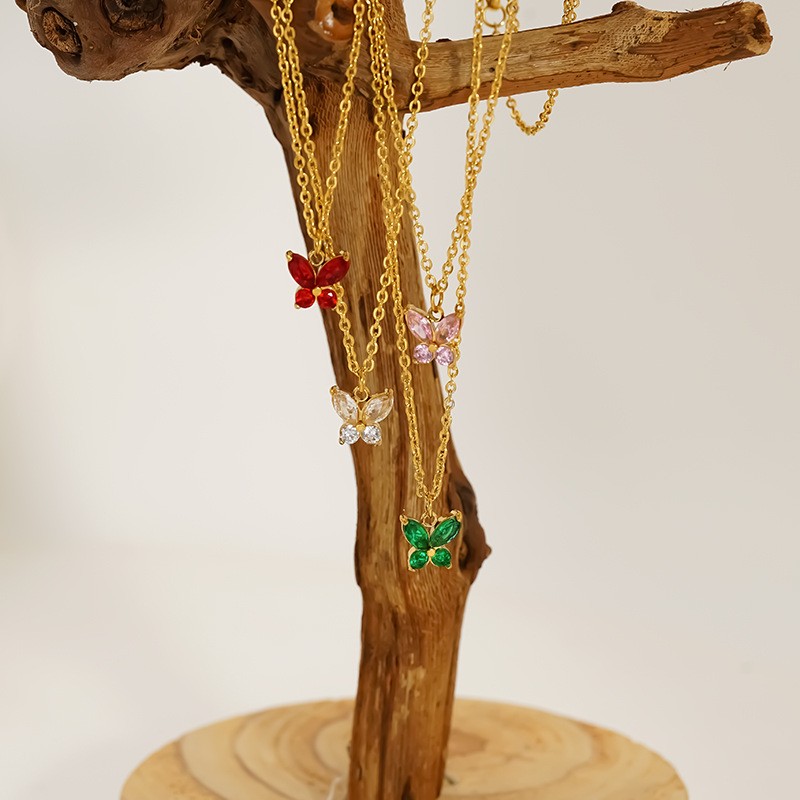 Light Luxury Diamond Peacock Green Clavicle Chain