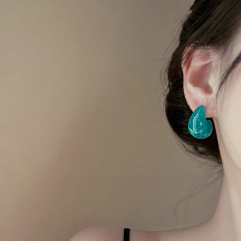 Ice Cream Mint Blue Super Fairy French Retro Acrylic Water Drop Earrings