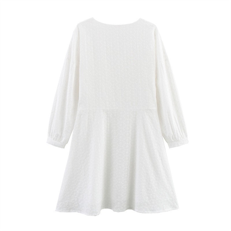 Fashion European And American Style Women's Hollow Embroidery Mini Dress