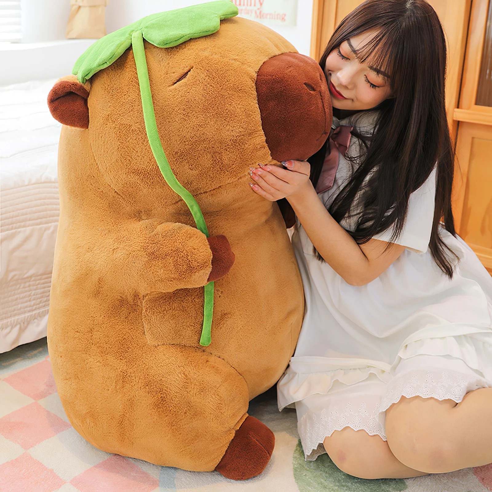 Cartoon Lotus Leaf Capybara Plush Toy