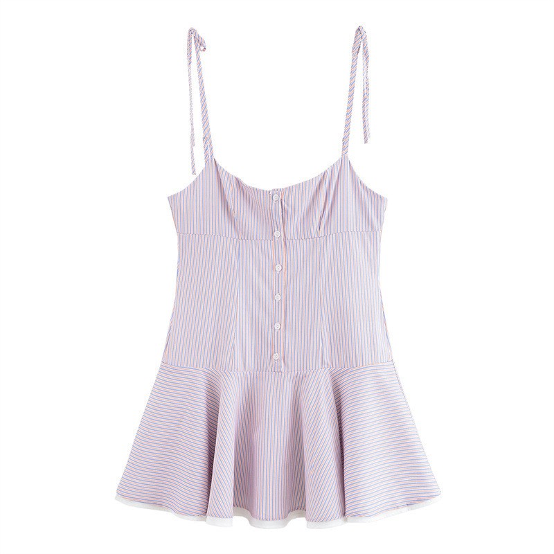 European And American Style Striped Temperament Camisole Short Dress
