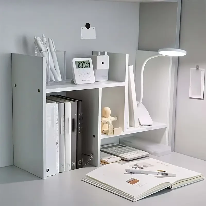 Chic Minimalist White Wooden Desk Organizer