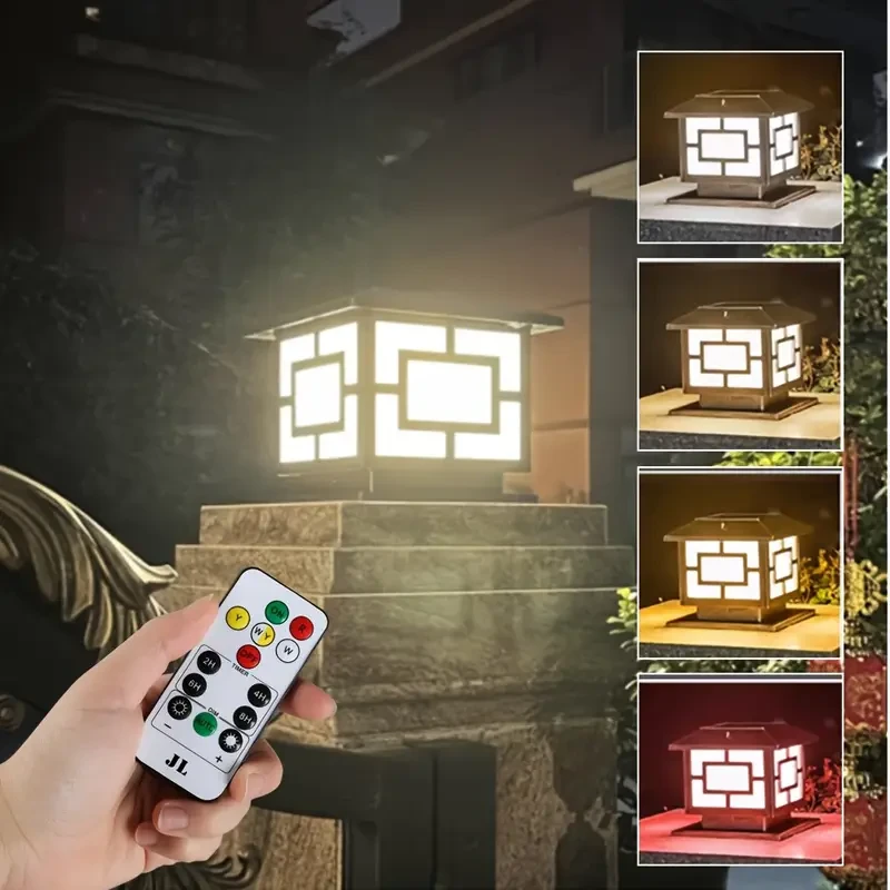 Solar-Powered Column Light - Adjustable Color Temperature Light Sensor