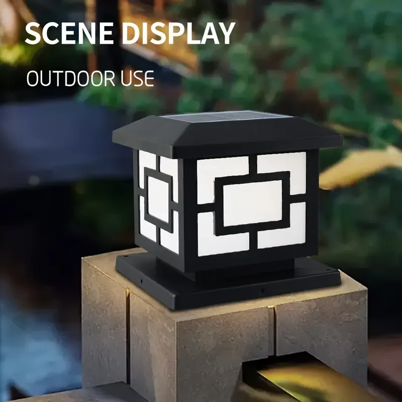 Solar-Powered Column Light - Adjustable Color Temperature Light Sensor