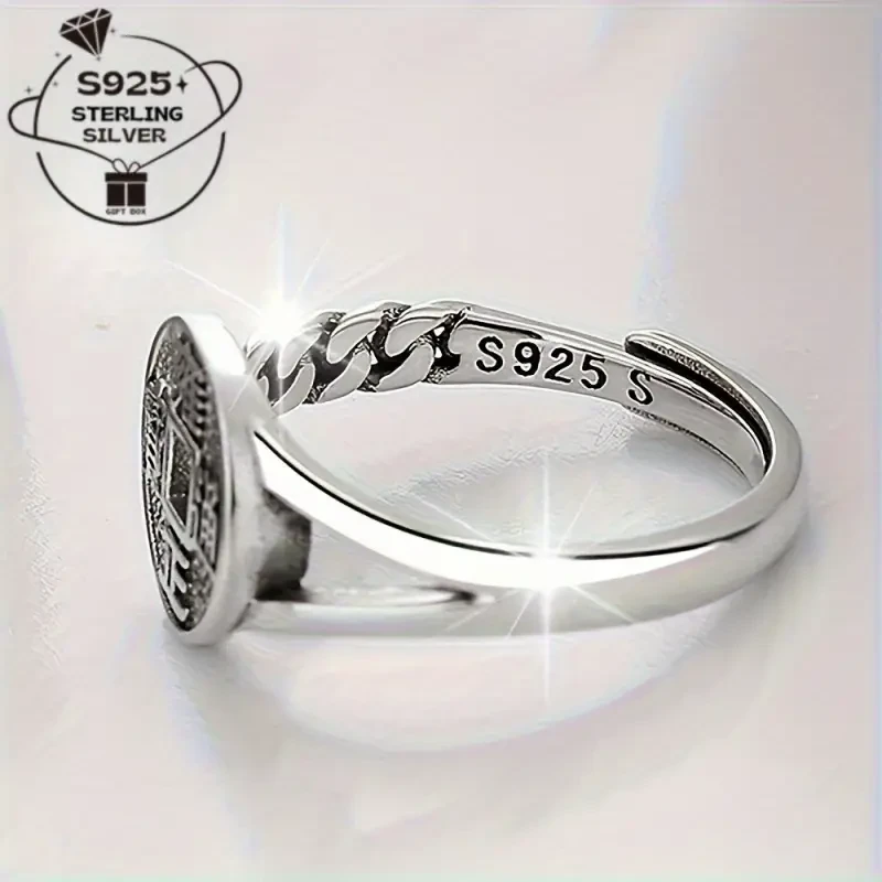 Vintage-Inspired 925 Sterling Silver Coin Ring  A Timeless Blend of Tribal Elegance and Everyday Versatility