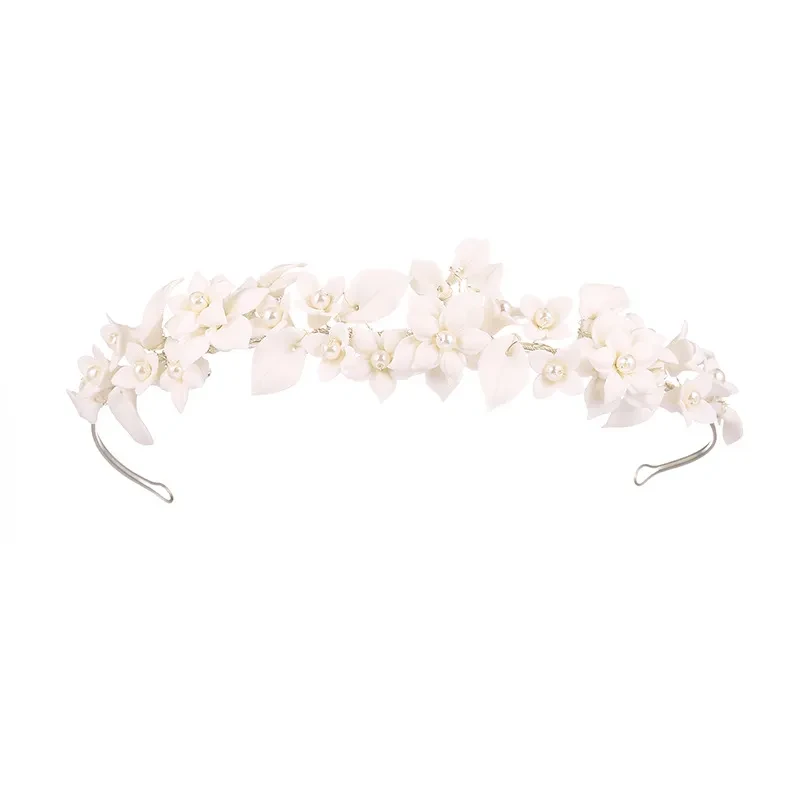 Handmade White Ceramic Flowers Headwear