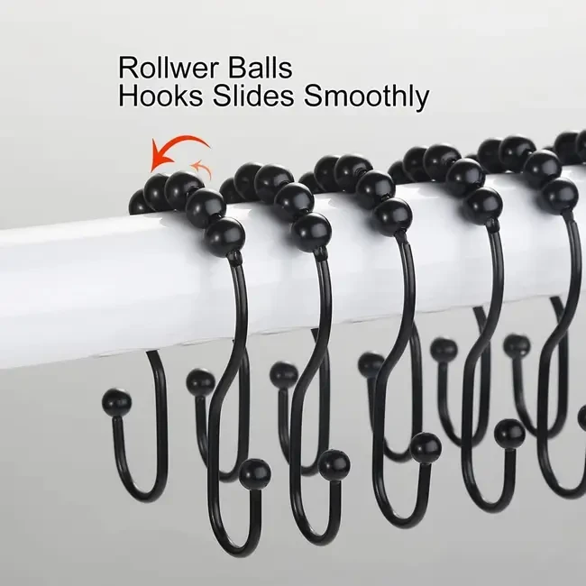 Double Roller Shower Curtain Hooks