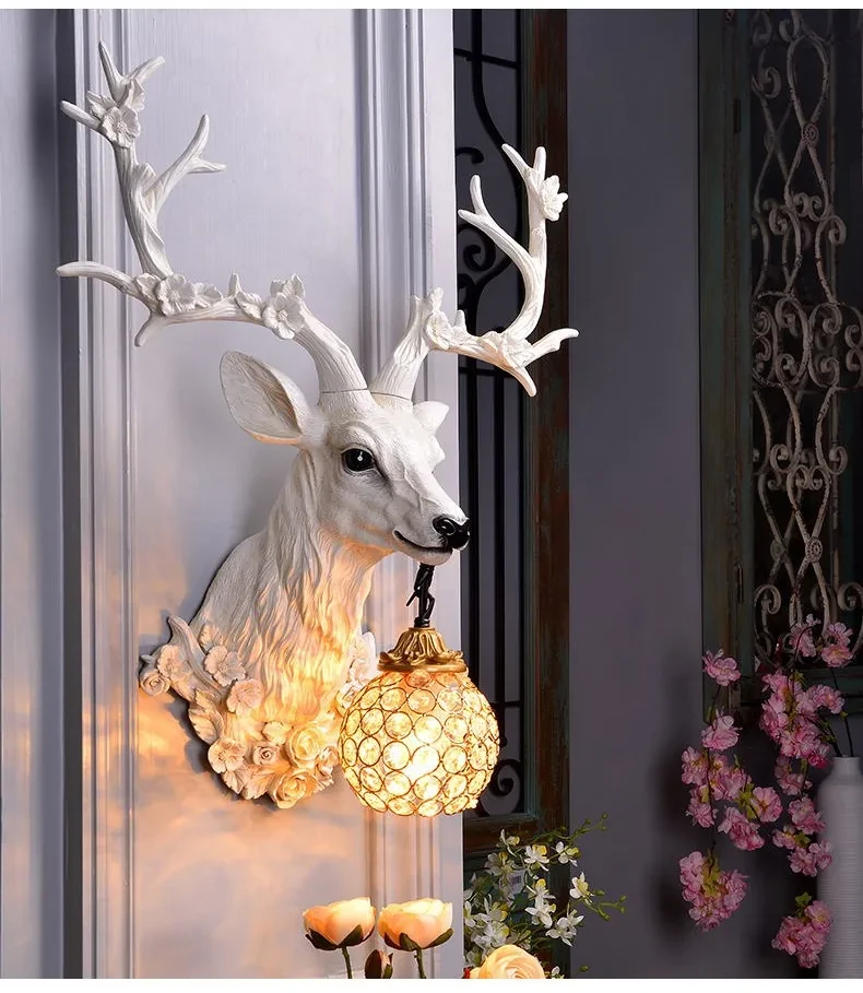 Lucky Antlers Wall Lamp Vintage Ornament Wall Lamp