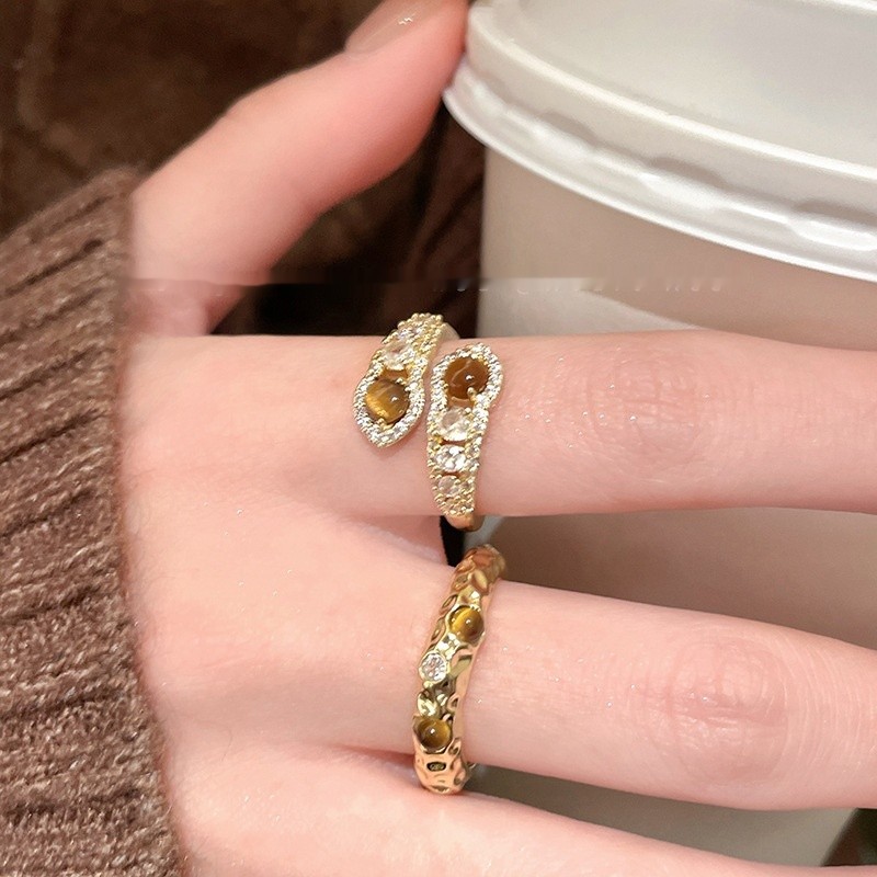 Maillard Snake-shaped Tigereye Open Ring For Women