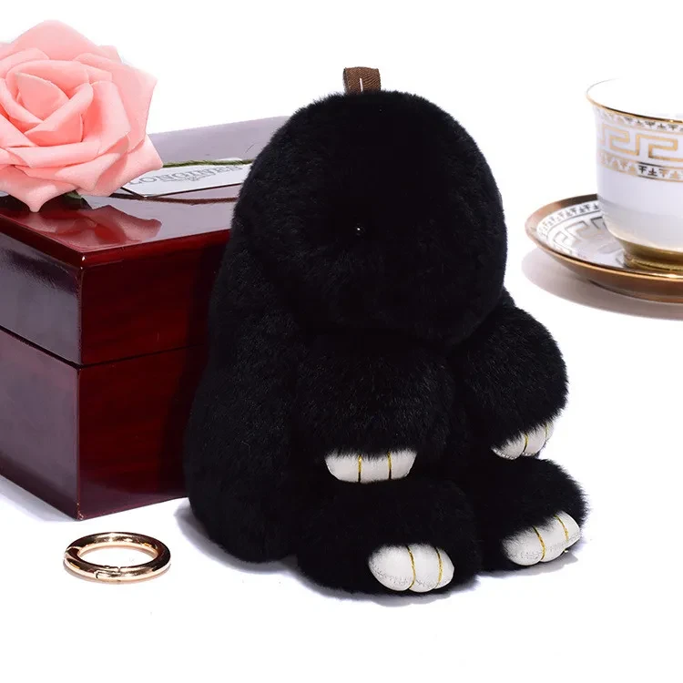 Fluffy Bunny Keychain Blue