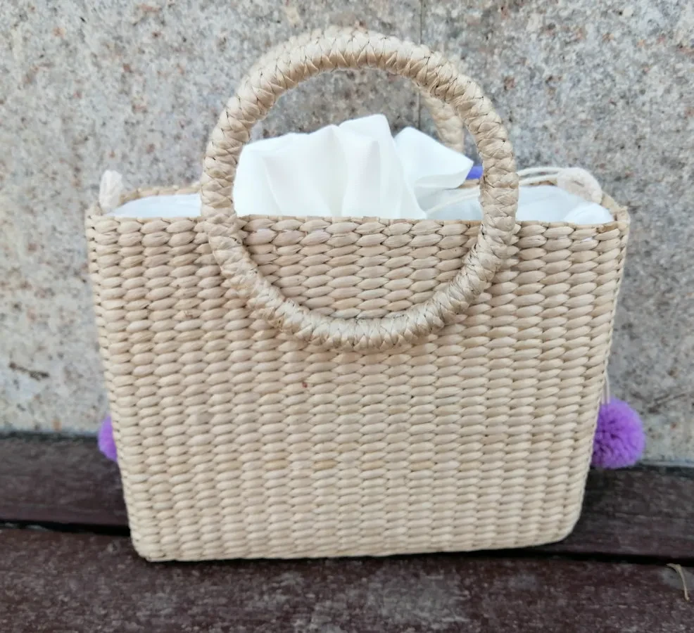 Thailand Straw Bag New Hydrangea Letter Embroidery Straw Handbag