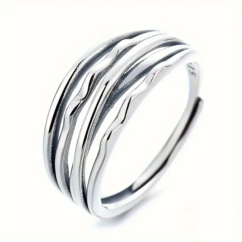 1pc 925 Sterling Silver Multi-Layer Adjustable Ring  Elegant & Versatile for All Occasions