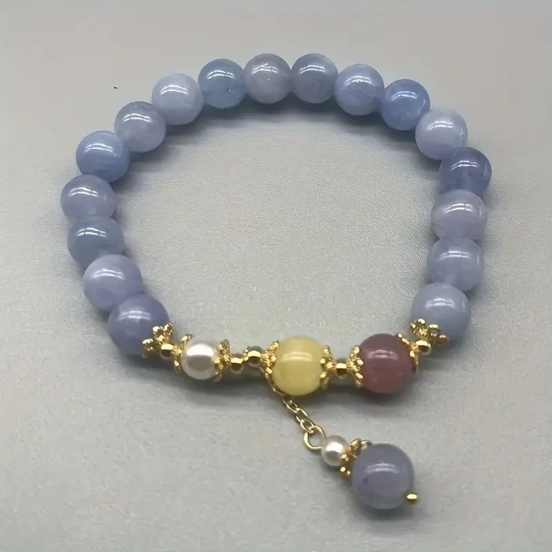Natural Aquamarine & Beads Bracelet with Golden-Tone Accents Bohemian Elegance for Every Occasion