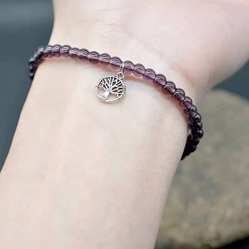 Bohemian Style Purple Beaded Bracelet with Tree of Life Charm  Fashion Accessory, Perfect for Holiday Gifts