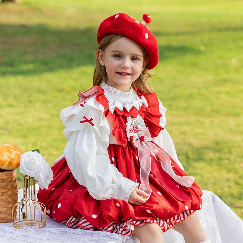 Girl's Red Lolita Cartoon Mushroom Dress