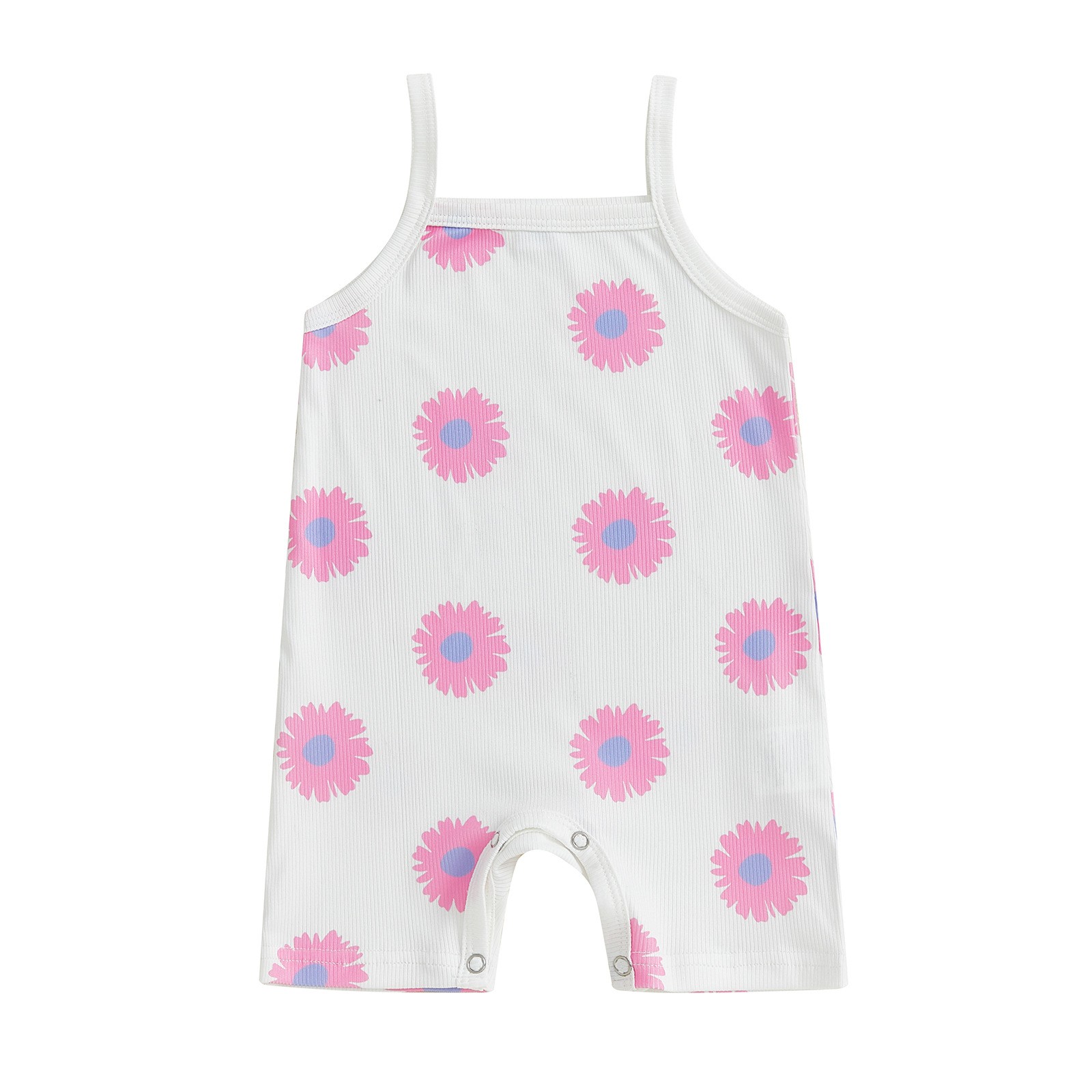 Girls Fashion Flower Print Sling One-piece Romper