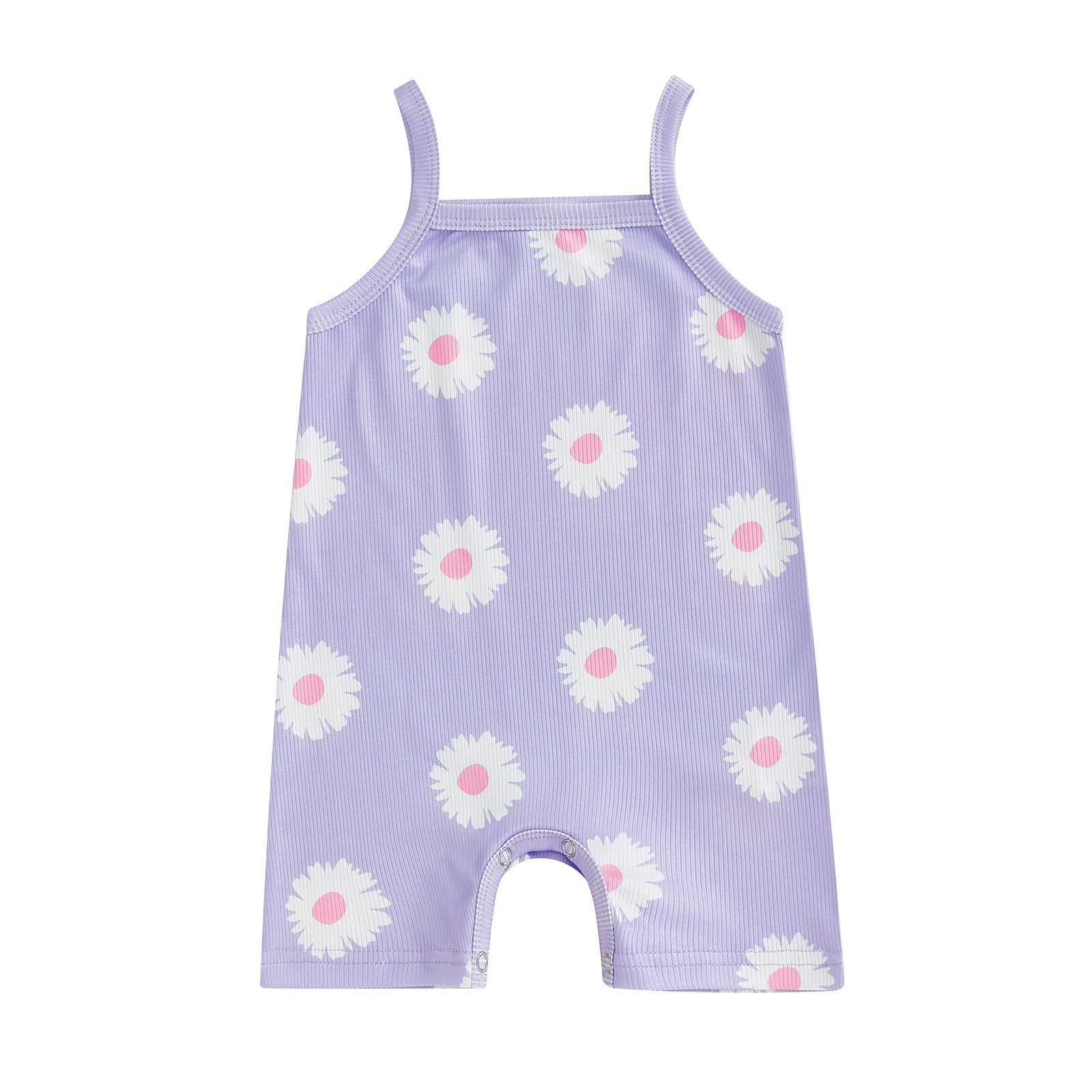 Girls Fashion Flower Print Sling One-piece Romper
