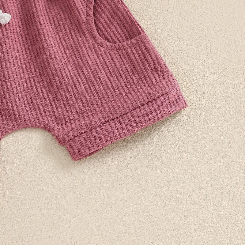 Girls Fashion Letter I Embroidery Waffle Suit