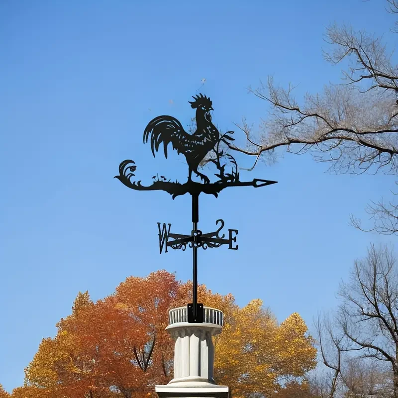 Rust-Resistant Stainless Steel Metal Rooster Weathervane - A Stunning Garden Ornament & Functional Wind Direction Indicator for Farm Yard and Home Decor - Eye-Catching, Durable, Weatherproof