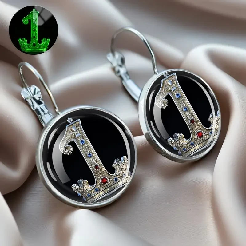 Huashan Digital 1 Earring - Fluorescent & Glow-in-the-Dark Style, Alloy Material with Glass Inlay