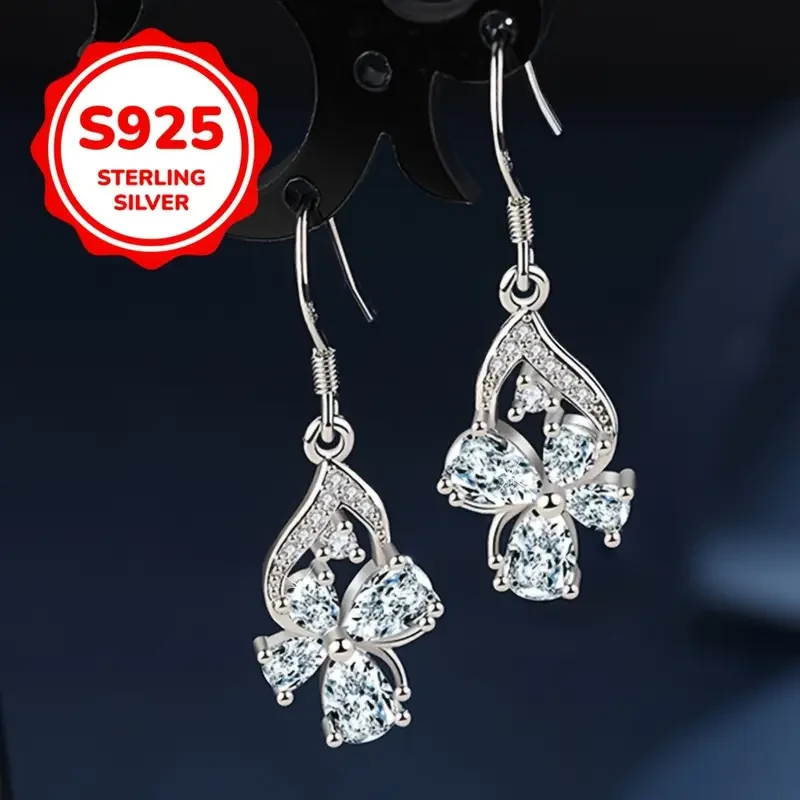 2pcs 925 Sterling Silvery Fashion Butterfly Dance Long Earrings  Perfect for Daily Wear or Parties, Exquisite Gift