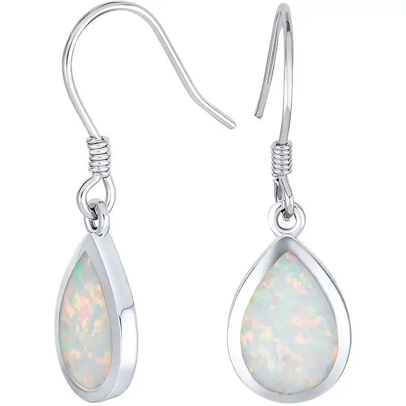 925 Silvery Inlaid Exquisite Opal Womens Earrings and Jewelry - Anti-Allergy, Perfect for Daily Life, Parties, and Special Occasions