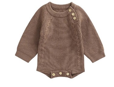Solid Color Long Sleeve One-piece Sweater Keep Baby Warm Romper Romper