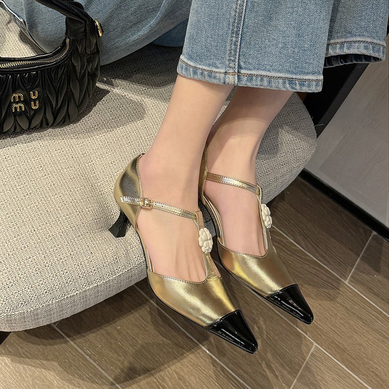 Women's Flower Stiletto Heel Pointed Toe Shallow Mouth Shoes