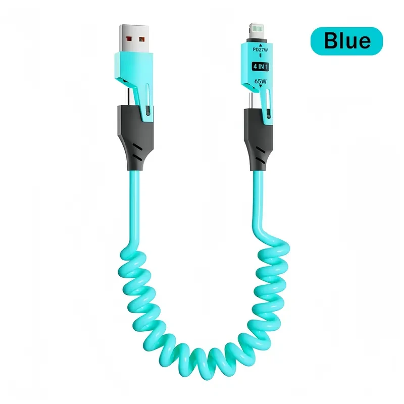 65W Zinc Alloy 4-in-1 High-Speed Charging Cable