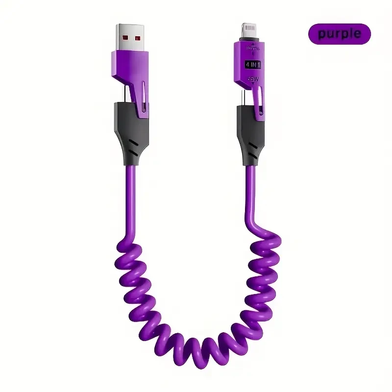 65W Zinc Alloy 4-in-1 High-Speed Charging Cable