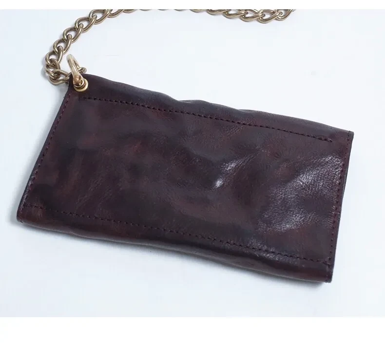 Skeleton-skin Trifold Wallet Vintage Large Capacity Cowhide Wallet