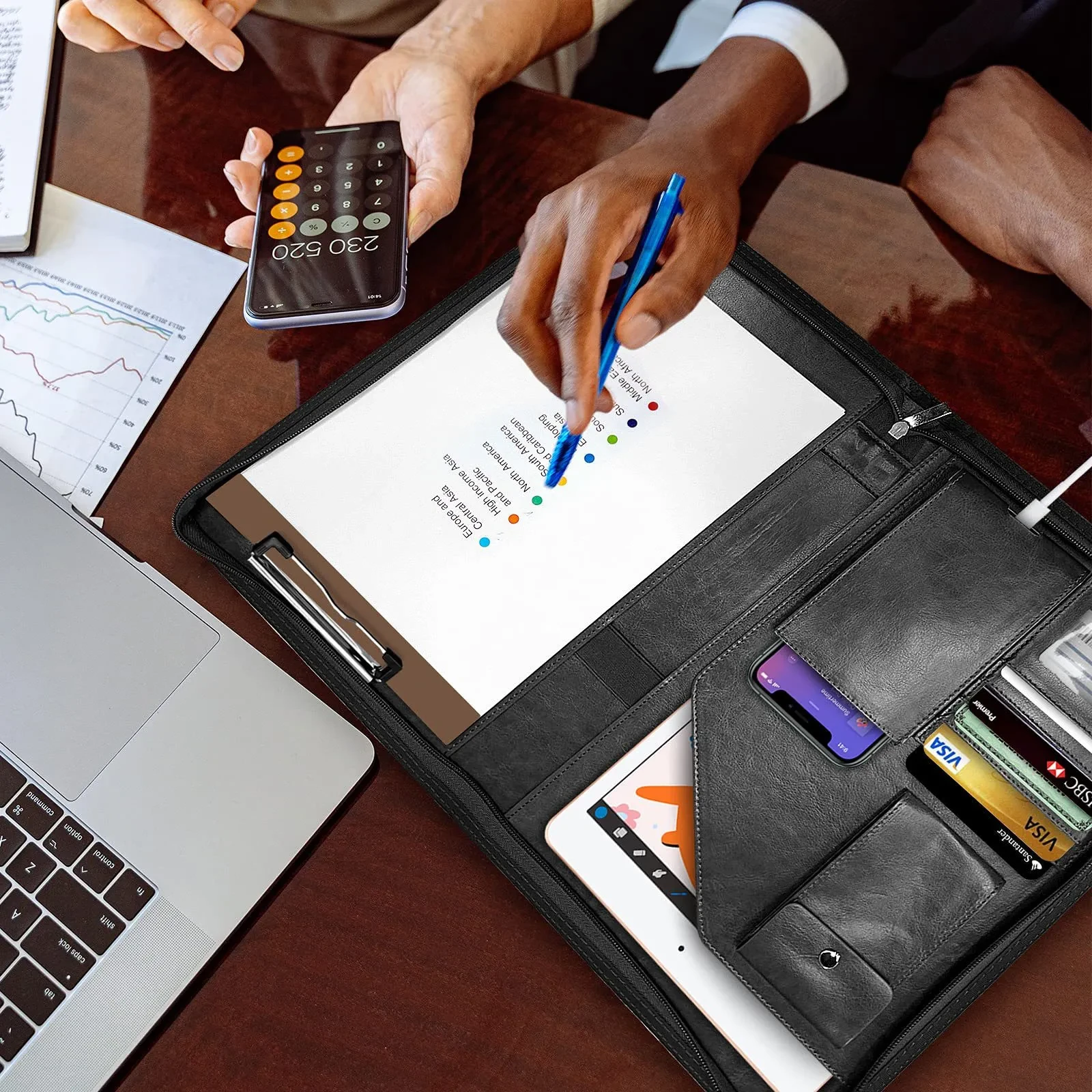 Leather zip folder a4