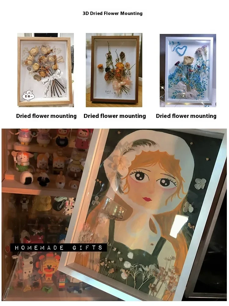 Hollow Dried Flower Photo Frame Diy Table Decoration Preserved Fresh Flower Storage Three-dimensional Handmade