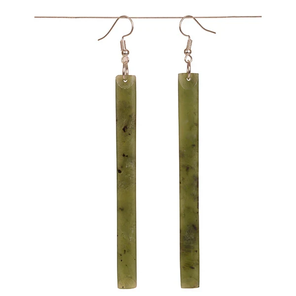 Long Greenstone Adze Earrings