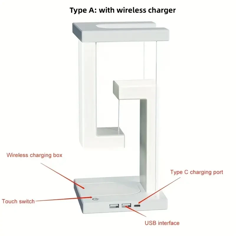 LED Table Lamp - Suspended Anti-Gravity Wireless Charging Desk Light