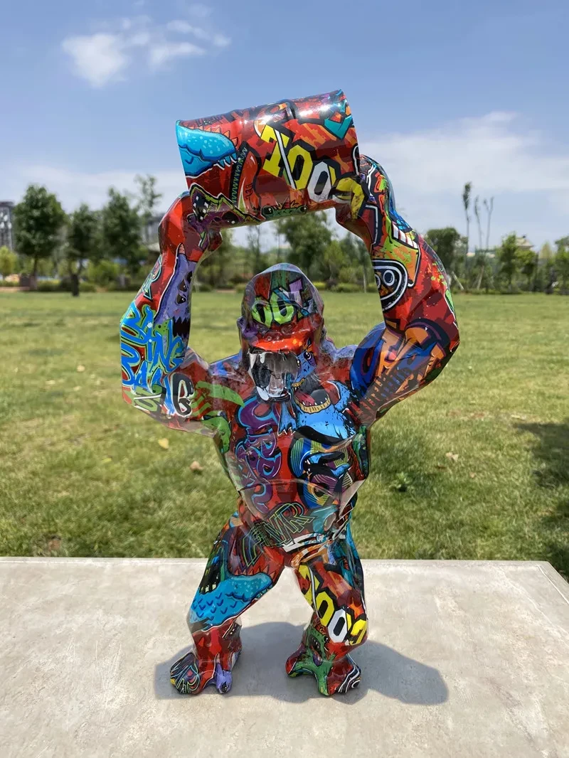 Colored King Kong Bucket Gorilla Sculpture Ornament