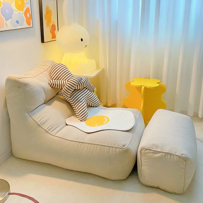 Cozy Convertible Single Sofa with Footrest  Compact Lounge Chair for Home