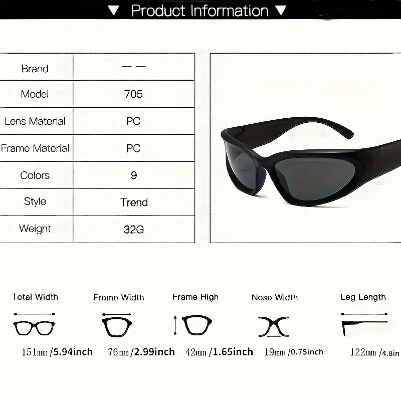Trendy Y2K Future Style Fashion Glasses