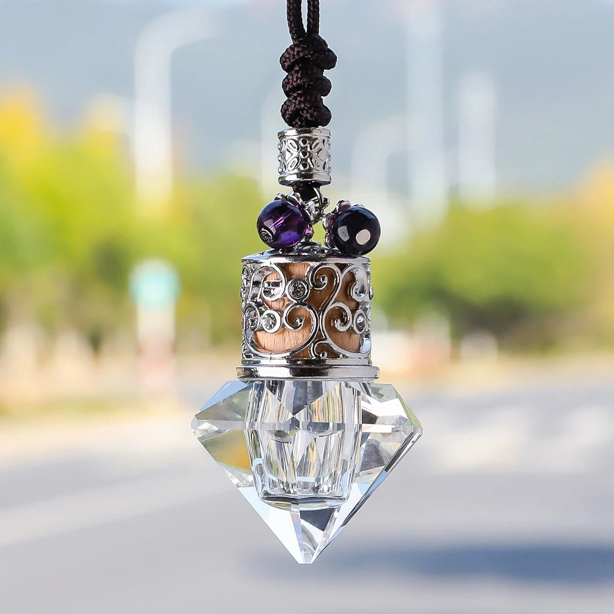 Artificial crystal Car perfume pendant