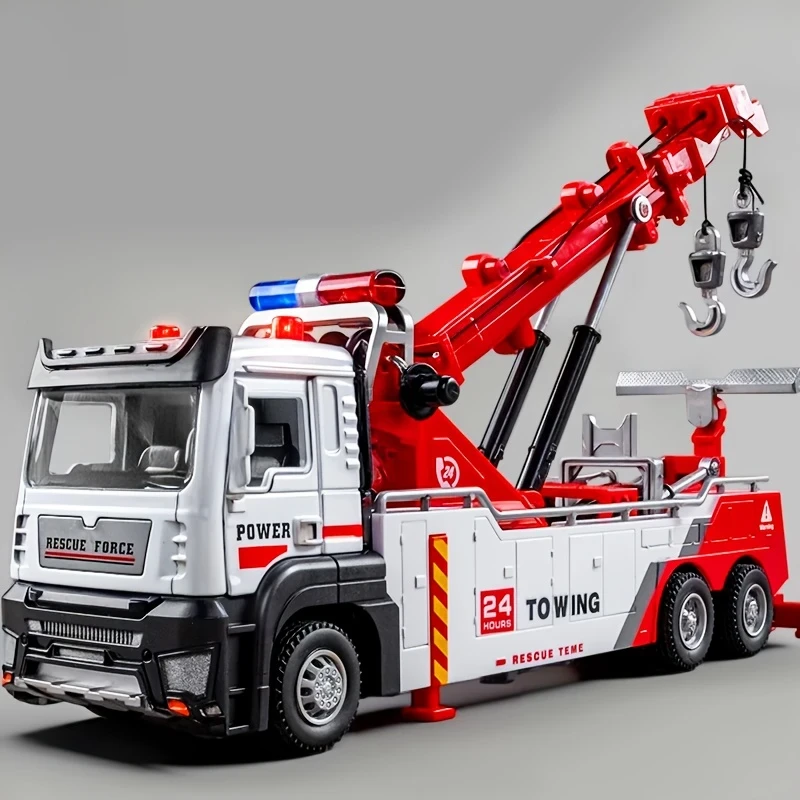 Heavy-Duty Rescue Tow Truck Toy with Extendable Hook
