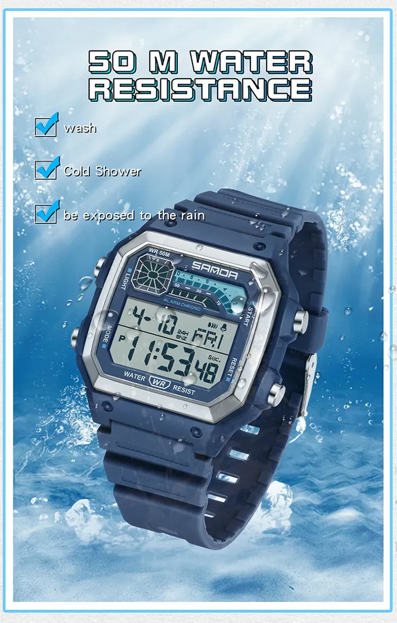 Electronic Watch Luminous Waterproof Sports Men Thin Square